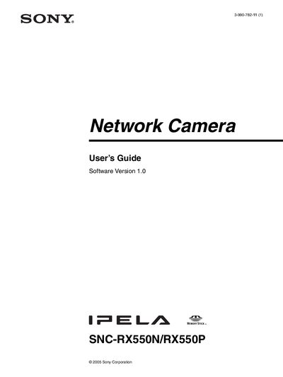 Sony SNC-RX550N/RX550P Network Camera User Guide - cover page
