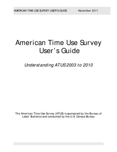 American Time Use Survey User Manual