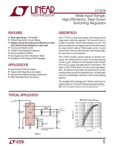 Linear Technology LT1676 Datasheet - cover page