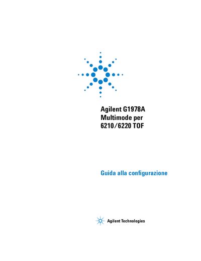 Agilent G1978A Multimode per 6210/6220 TOF Guida alla configurazione - cover page