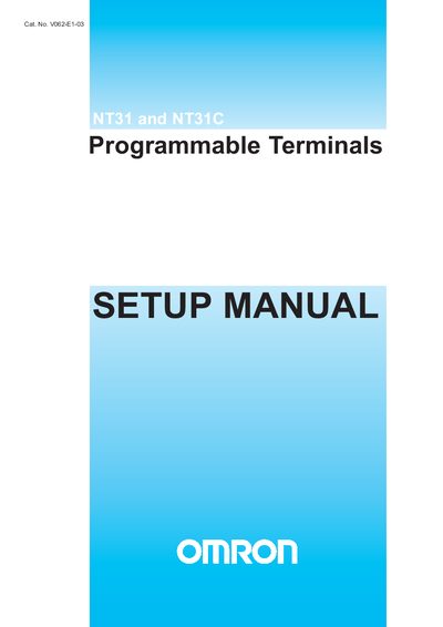 Omron NT31/NT31C Programmable Terminals Setup Manual - cover page