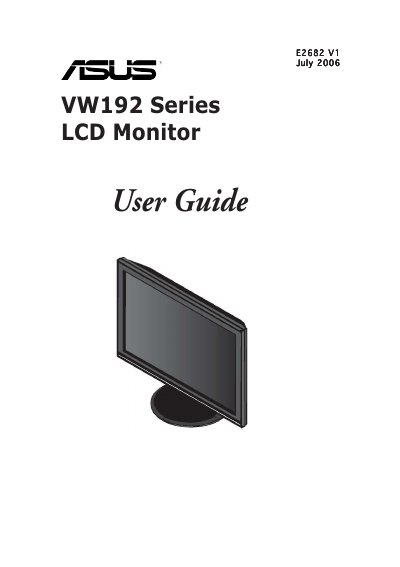 ASUS VW192 Series LCD Monitor User Guide - cover page
