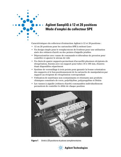 Agilent Solid phase extraction using Agilent SampliQ with 12- or 20-port manifolds(1) - cover page
