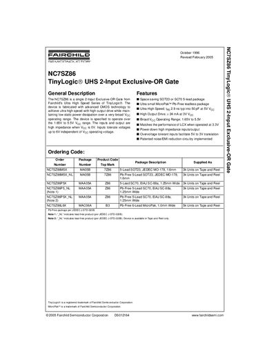 Fairchild NC7SZ86 Datasheet - cover page