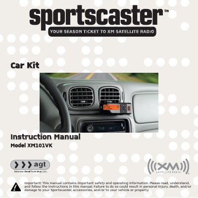 sportscaster XXM101VK Car Kit Instruction Manual - cover page