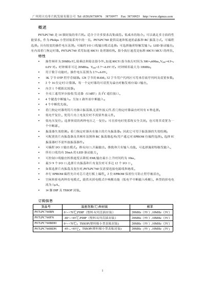 ZLG P87LPC760 Microcontroller User Manual