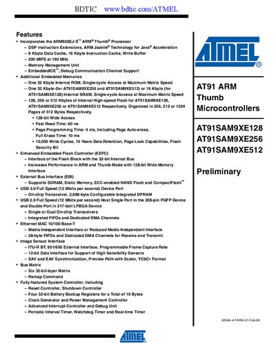 Atmel AT91SAM9XE128 Handbook