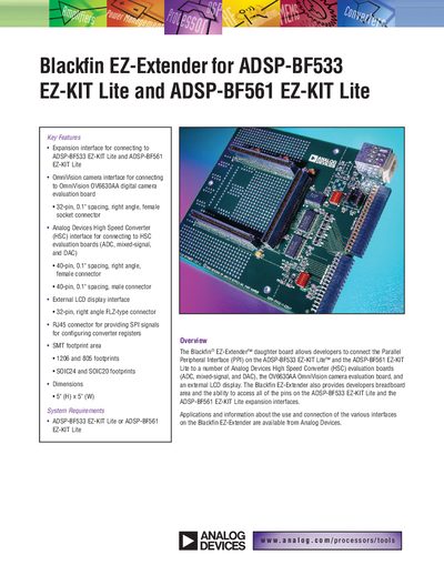 ANALOG DEVICES Black n EZ-Extender for ADSP-BF533 EZ-KIT Lite ADSP-BF561 EZ-KIT Lite Manual - cover page