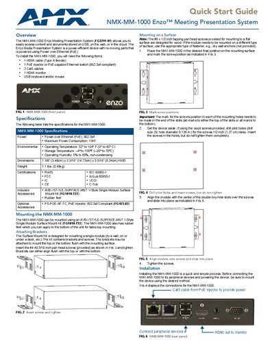 AMX NMX-MM-1000 Enzo Quick Start Guide