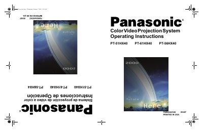 Panasonic PT-51HX40/PT-61HX40/PT-56HX40 Projection Television Operating Instructions - cover page