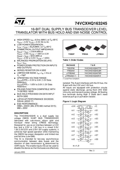 STMicroelectronics 74VCXHQ163245 Datasheet - cover page