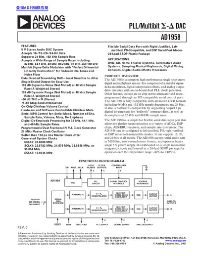 ANALOG DEVICES AD1958 datasheet - cover page