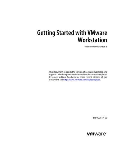 VMware Workstation 8 Getting Started Guide - cover page