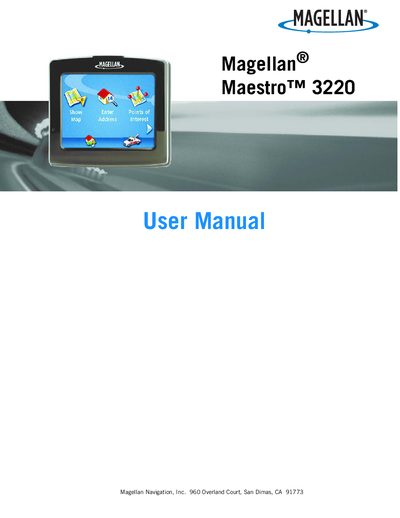 Magellan Maestro 3220 User Manual - cover page