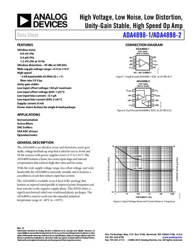 Analog Devices ADA4898-1/ADA4898-2 Datasheet