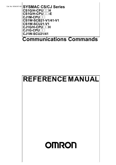 Omron SYSMAC CS/CJ Series Communications Commands Reference Manual - cover page