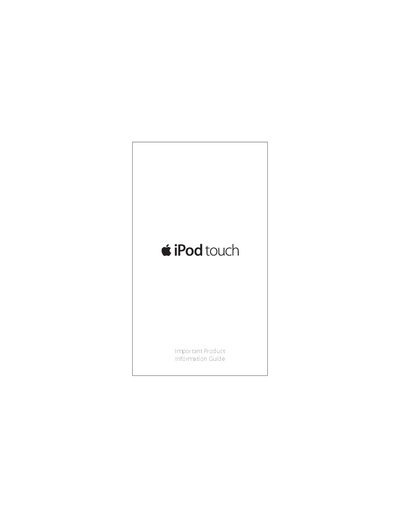 Apple iPod touch Important Product Information Guide - cover page