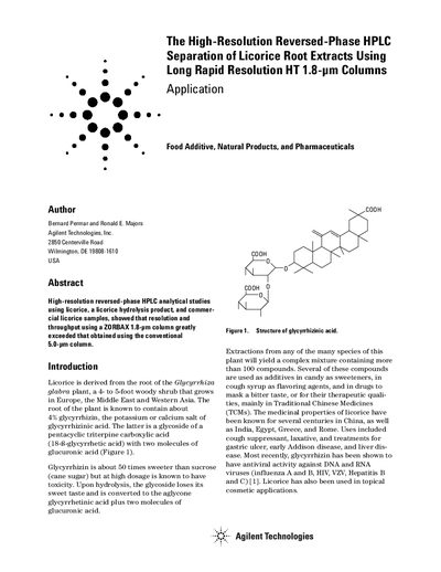 Agilent ZORBAX SB-C18 RRHT HPLC Application Note - cover page