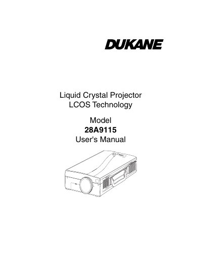 Dukane 28A9115 Liquid Crystal Projector User Manual - cover page