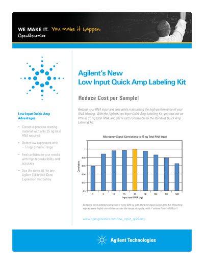 Agilent Low Input Quick Amp Labeling Kit Product Leaflet - cover page