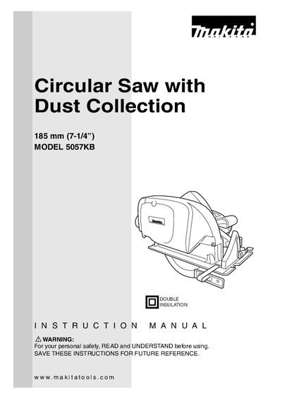 Makita 5057KB Circular Saw Instruction Manual - cover page