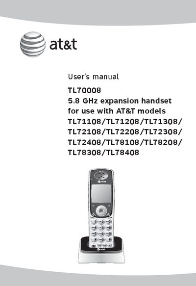 at t TL71108/TL71208/TL71308/ TL72108/TL72208/TL72308/ TL72408/TL78108/TL78208/ TL78308/TL78408 user manual - cover page