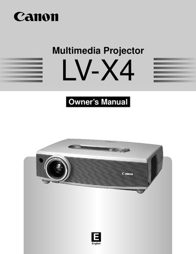 Canon LV-X4 Owner's Manual - cover page