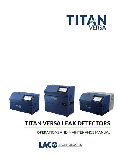 LACO Titan Versa Leak Detector Operations and Maintenance Manual - cover page