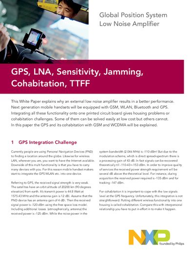 NXP BGU7005 GPS LNA White Paper - cover page
