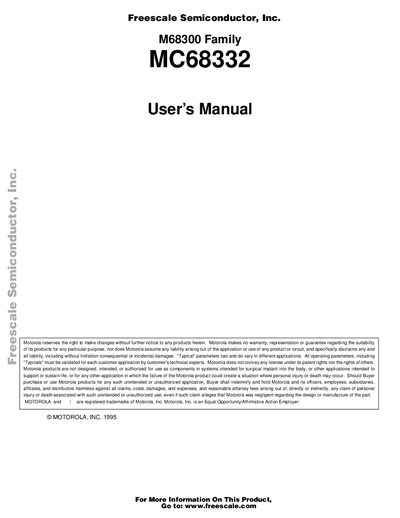 FREESCALE SEMICONDUCTOR M68300 Family MC68332 User Manual