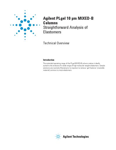 Agilent PLgel 10 μm MIXED-B Columns Technical Overview - cover page