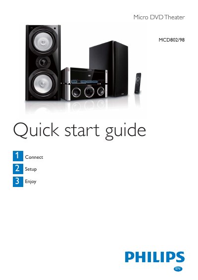 Philips MCD802/98 Micro DVD Theater Quick Start Guide - cover page