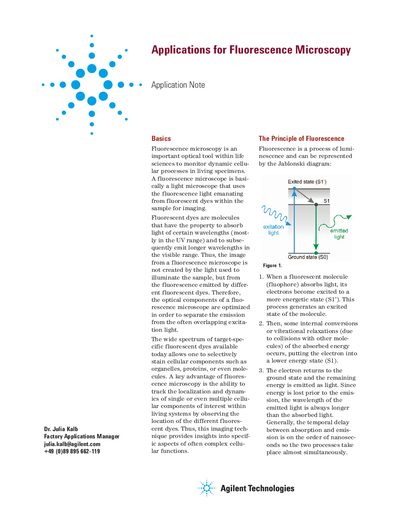 Agilent Applications for Fluorescence Imaging Application Note - cover page