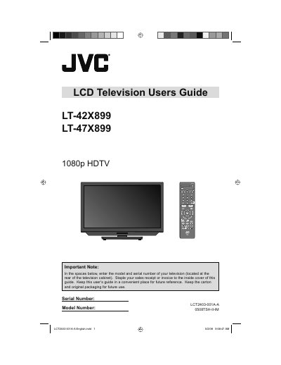 JVC LT-42X899 / LT-47X899 1080p HDTV User Guide - cover page