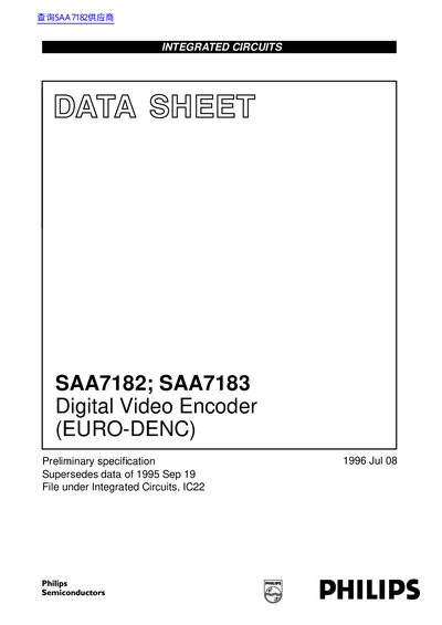 Philips SAA7182/SAA7183 Digital Video Encoder Datasheet