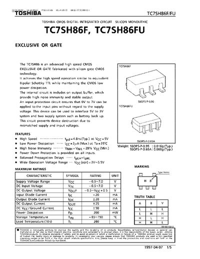 TOSHIBA TC7SH86F TC7SH86FU Manual - cover page
