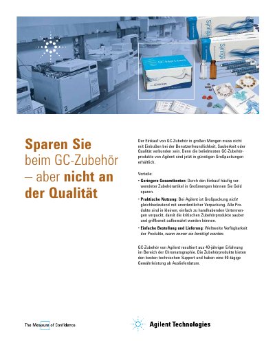 Agilent 5990-6729DEE Bulk GC Supplies Brochure - cover page