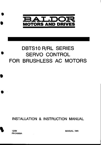 Baldor DBTS10 R/RL Servo Control Installation & Instruction Manual - cover page