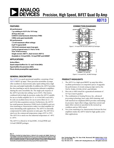 Analog Devices AD713 Handbook - cover page