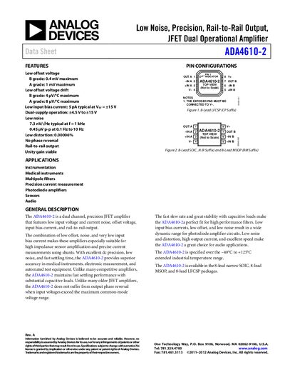 Analog Devices ADA4610-2 Product Handbook - cover page