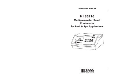 Hanna Instruments HI 83216 Multiparameter Bench Photometer Instruction Manual - cover page