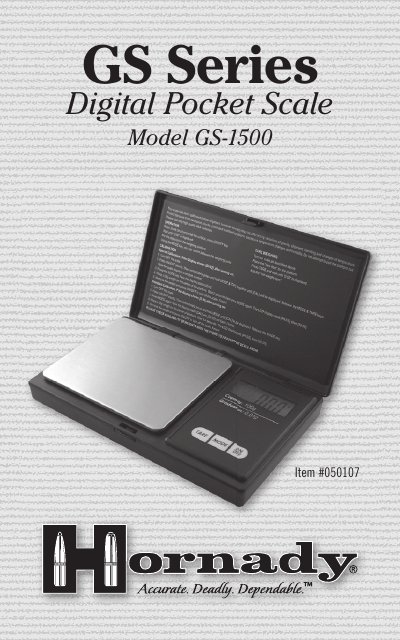 Hornady GS-1500 Digital Pocket Scale User Manual - cover page