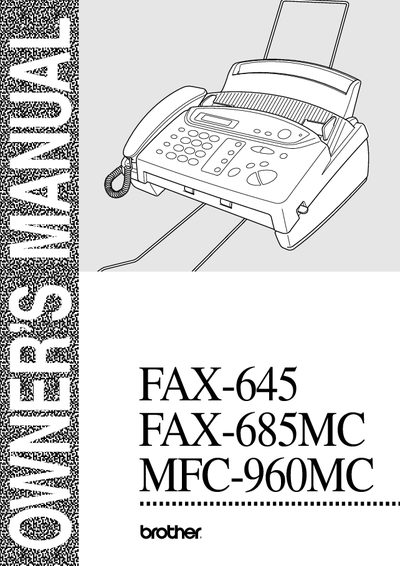 Brother FAX-645 / FAX-685MC / MFC-960MC User Manual - cover page