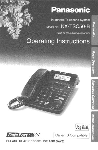 Panasonic KX-TSC50-B Integrated Telephone System Operating Instructions - cover page