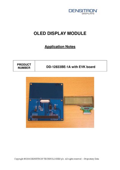 Densitron DD-12833BE-1A OLED Display Module Proprietary Data Manual