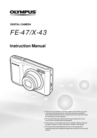 Olympus FE-47/X-43 Digital Camera Instruction Manual - cover page