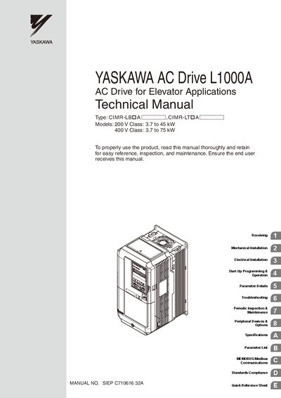 Yaskawa L1000A Service Manual - cover page
