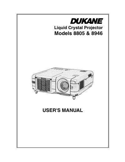 Dukane 8805/8946 Liquid Crystal Projector User's Manual - cover page