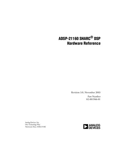 Analog Devices ADSP-21160 Hardware Reference Manual