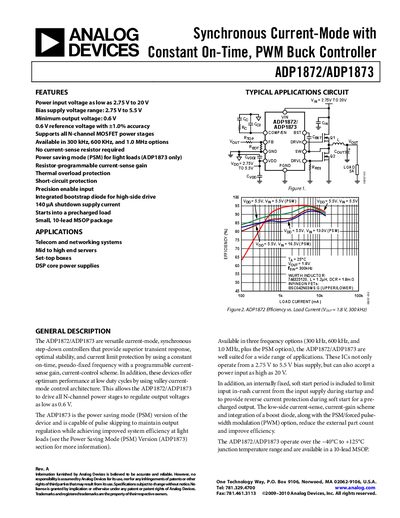 Analog Devices ADP1872/ADP1873 Synchronous Buck Controller Datasheet - cover page